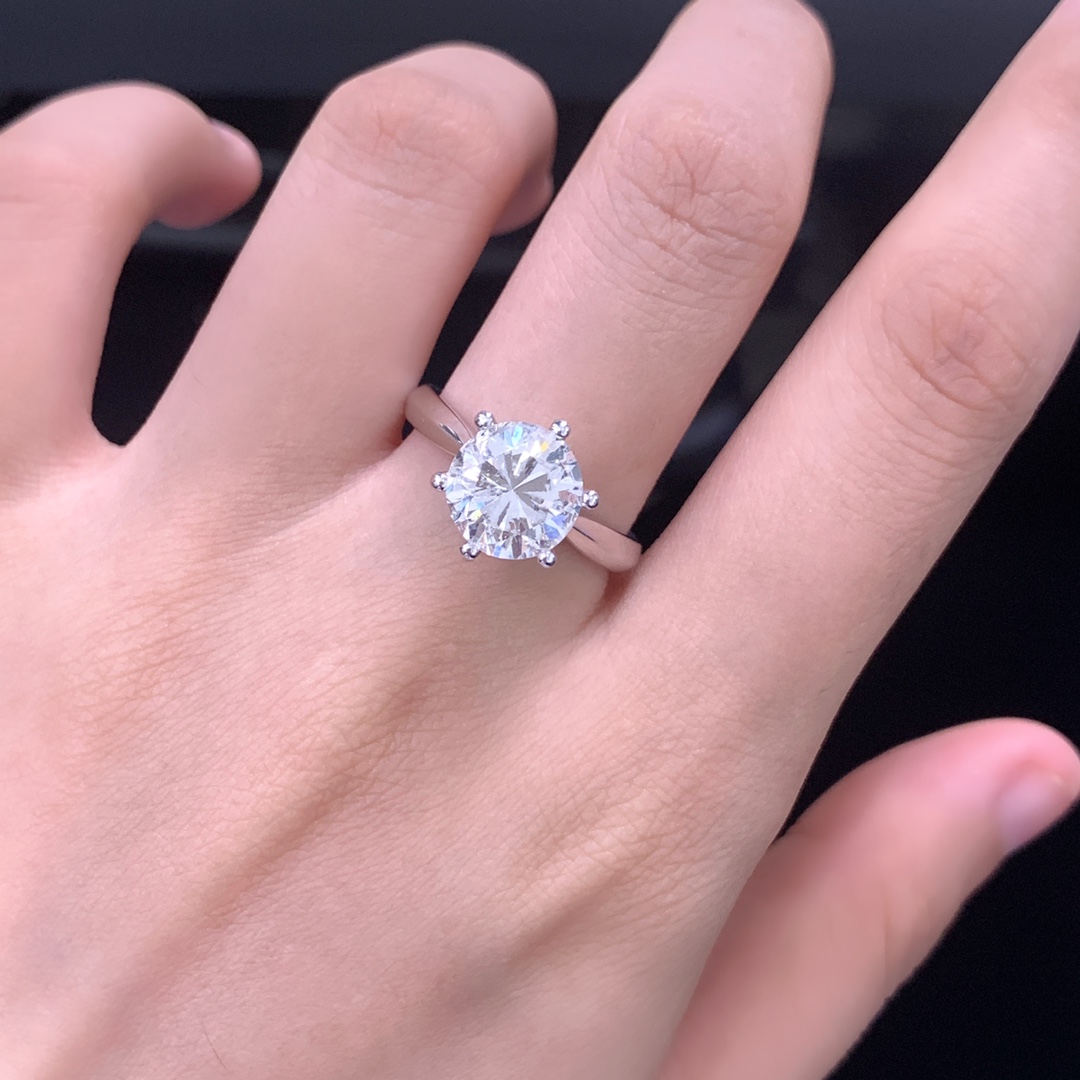 3克拉天然钻戒DE色SI净度18K金经典六爪钻石戒指求婚戒指女11108