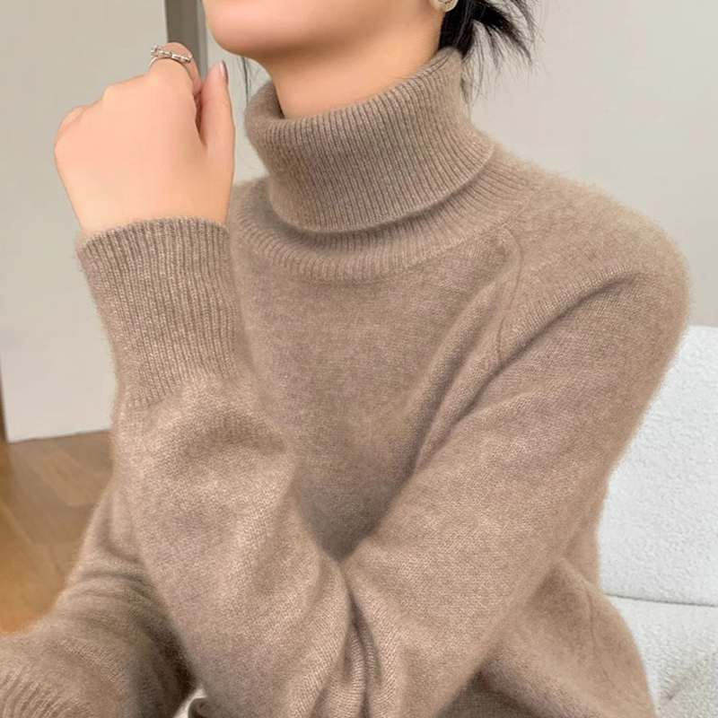 高端正品100纯羊绒衫女高领内搭针织衫秋冬新款加厚毛衣打底衫