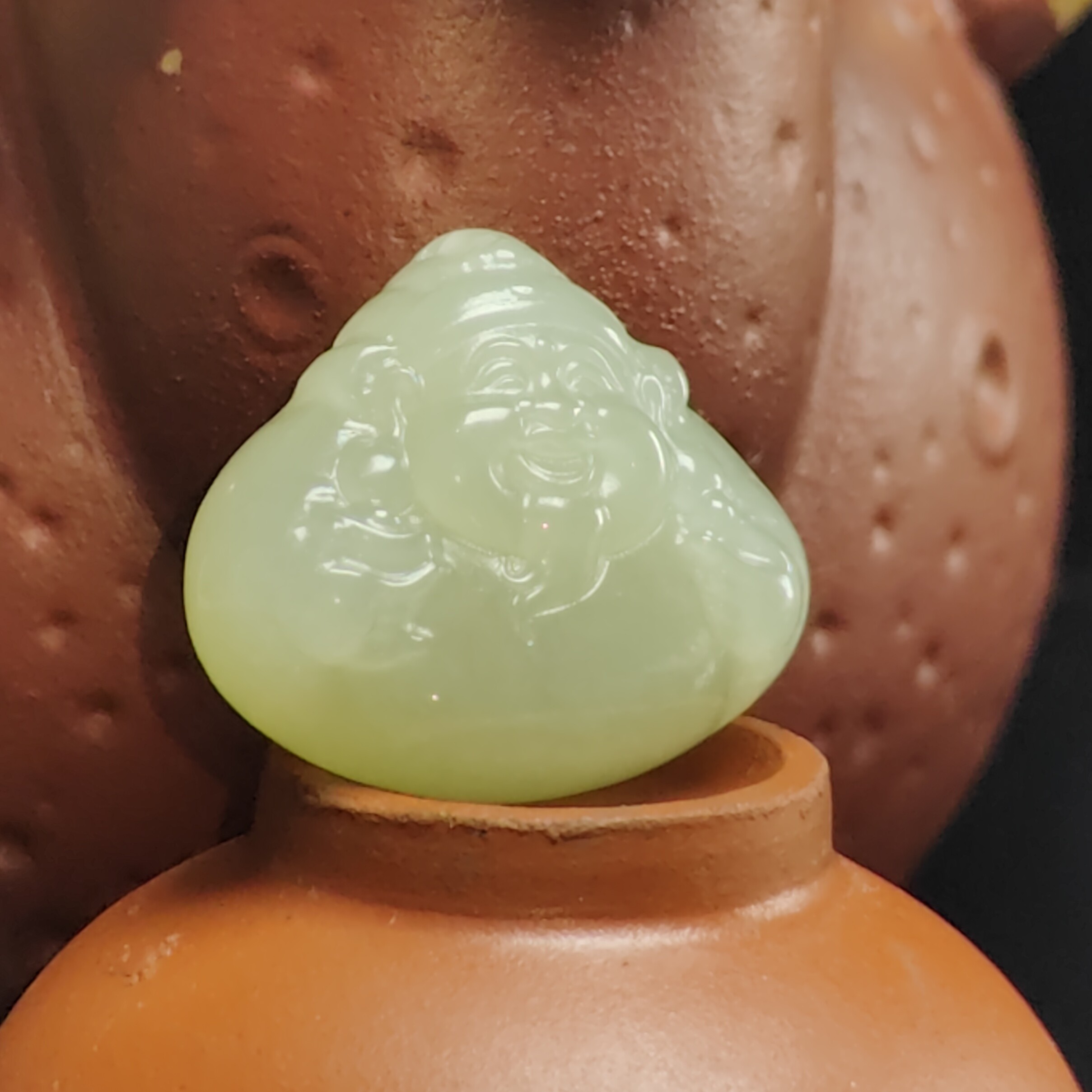 财神爷抱抱佛和田玉吊坠挂件玉佩招财纳福