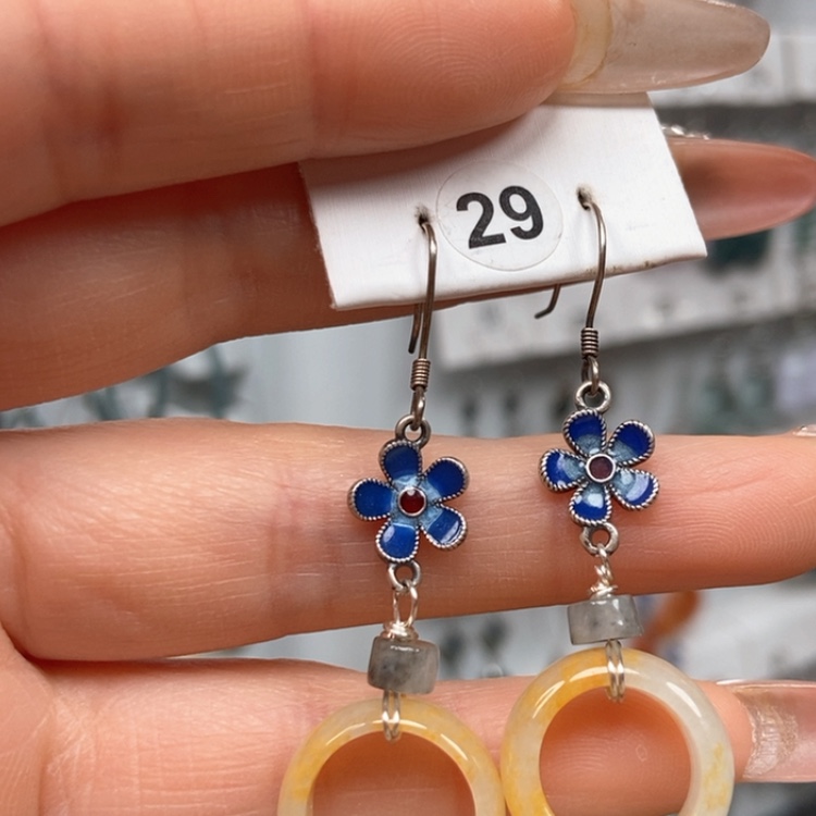 【闪购商品】翡翠耳饰银S925镶嵌优化耳饰