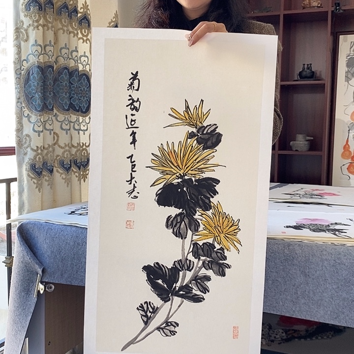 国画纯手绘国画写意作品34*68