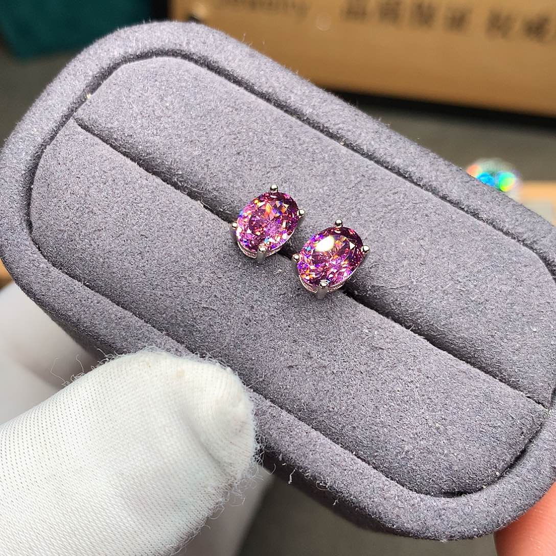 耳饰银S925镶嵌双色碧玺
