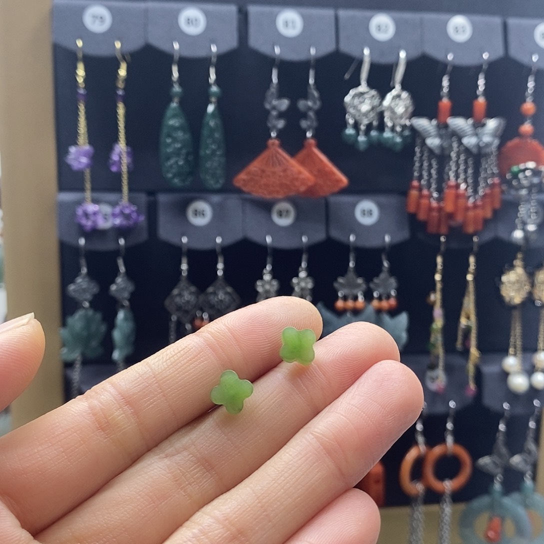 和田玉未镶嵌耳饰耳饰