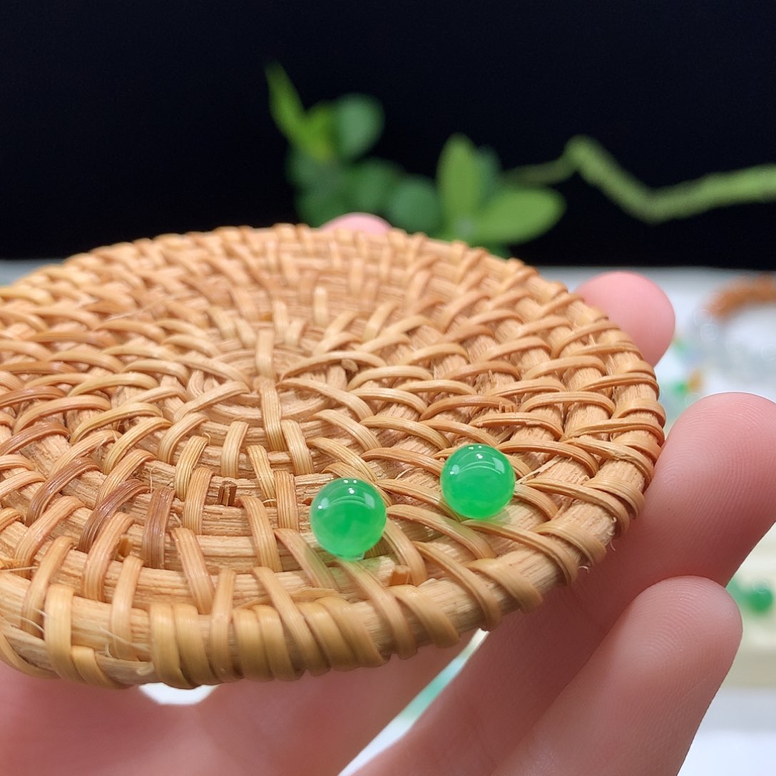 未镶嵌手链翡翠高冰满绿一对