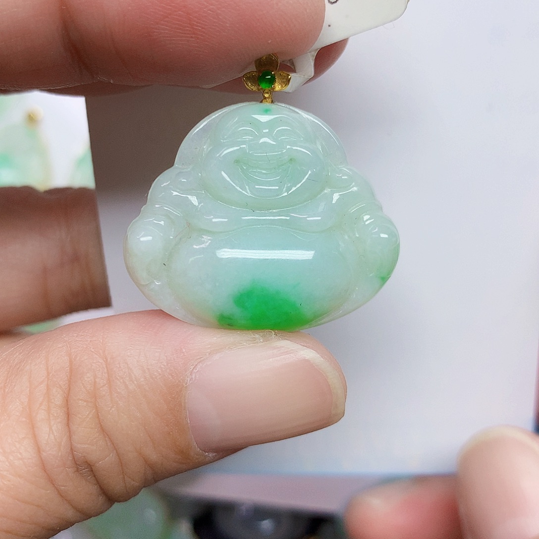 翡翠18K金镶嵌颈饰367777