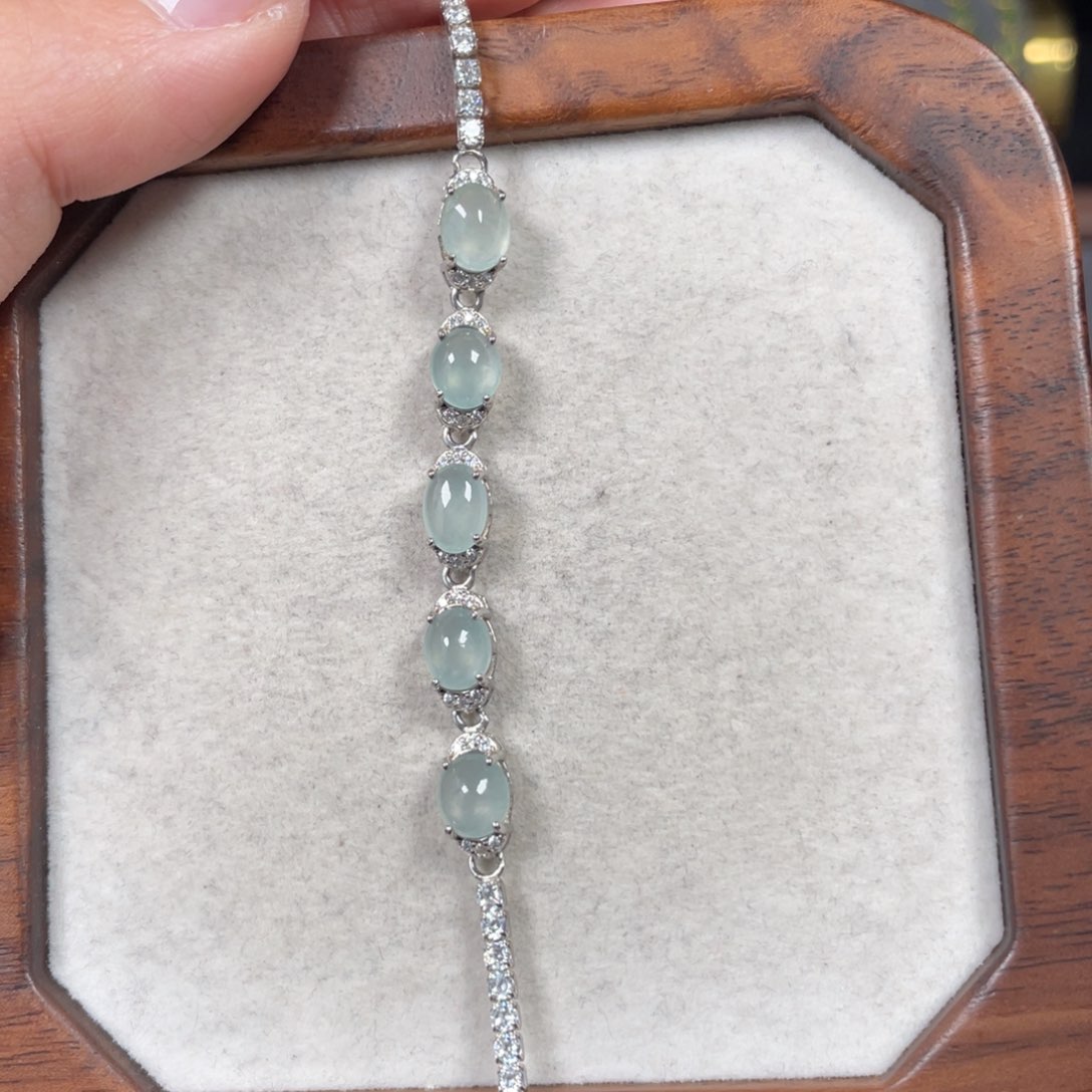 翡翠手链银S925镶嵌熊*猫248880