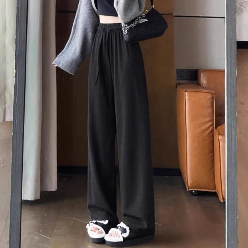 98裤长阔腿糯米裤女秋冬高腰休闲裤