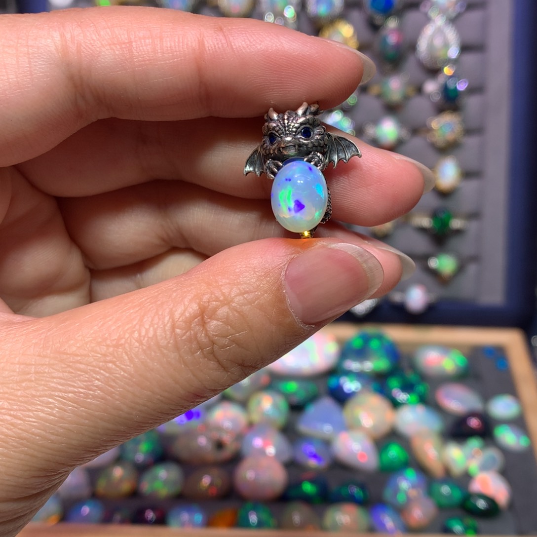 欧泊银S925镶嵌吊坠款式象*