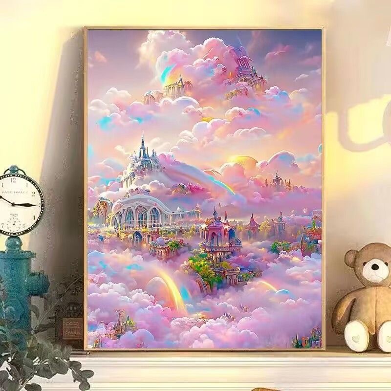 diy数字油画城堡系列手工手绘彩色油画高级感解压治愈系装饰挂画