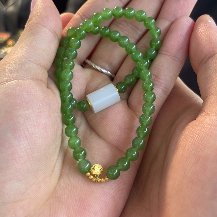 和田玉18K金镶嵌颈饰