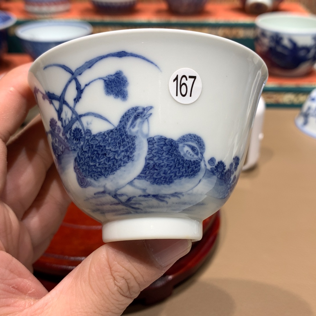 盘D****e167青花鹌鹑主人杯