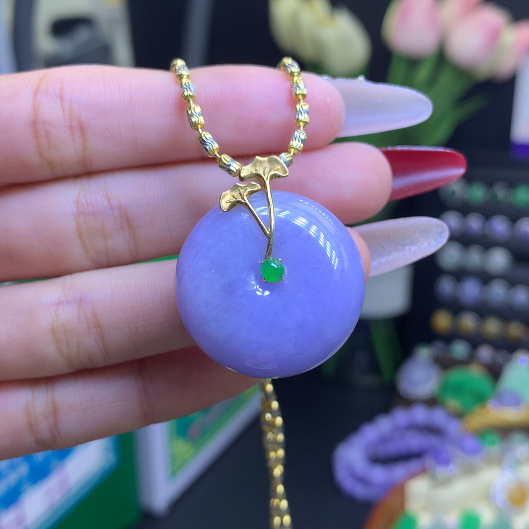 翡翠颈饰18K金镶嵌天然