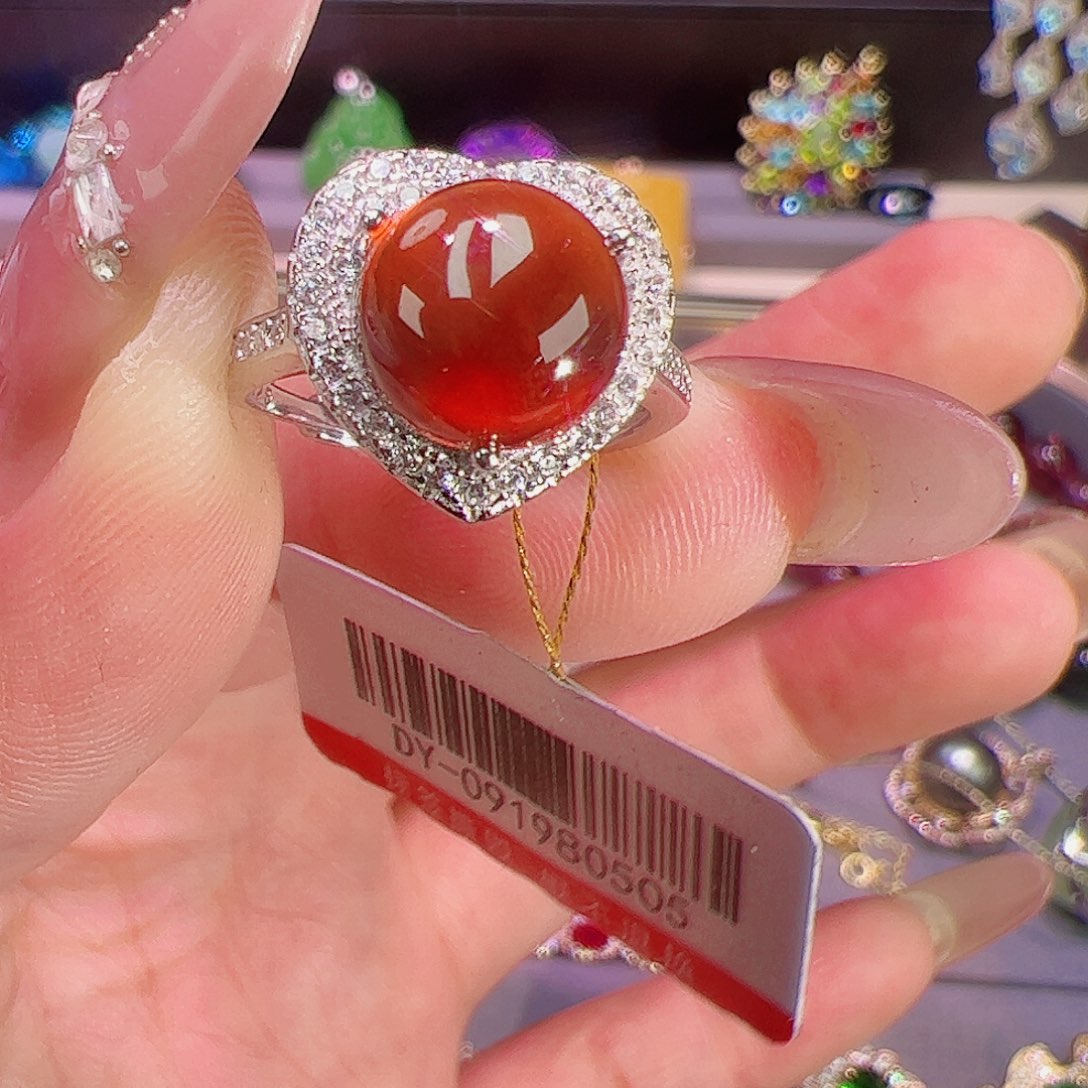 石榴石（芬达石）戒指银S925镶嵌