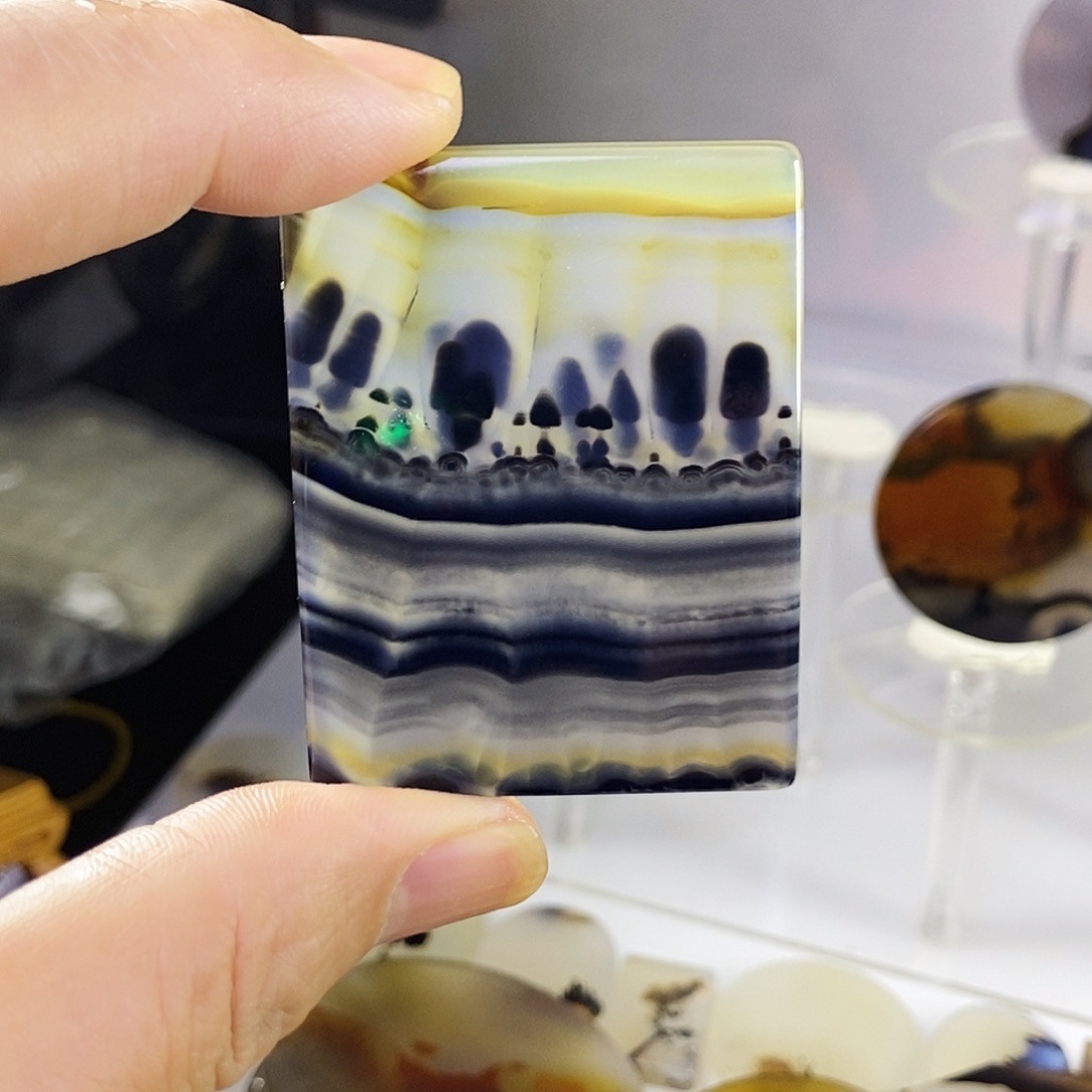 合成碳硅石非金属时尚图纹画面石饰品