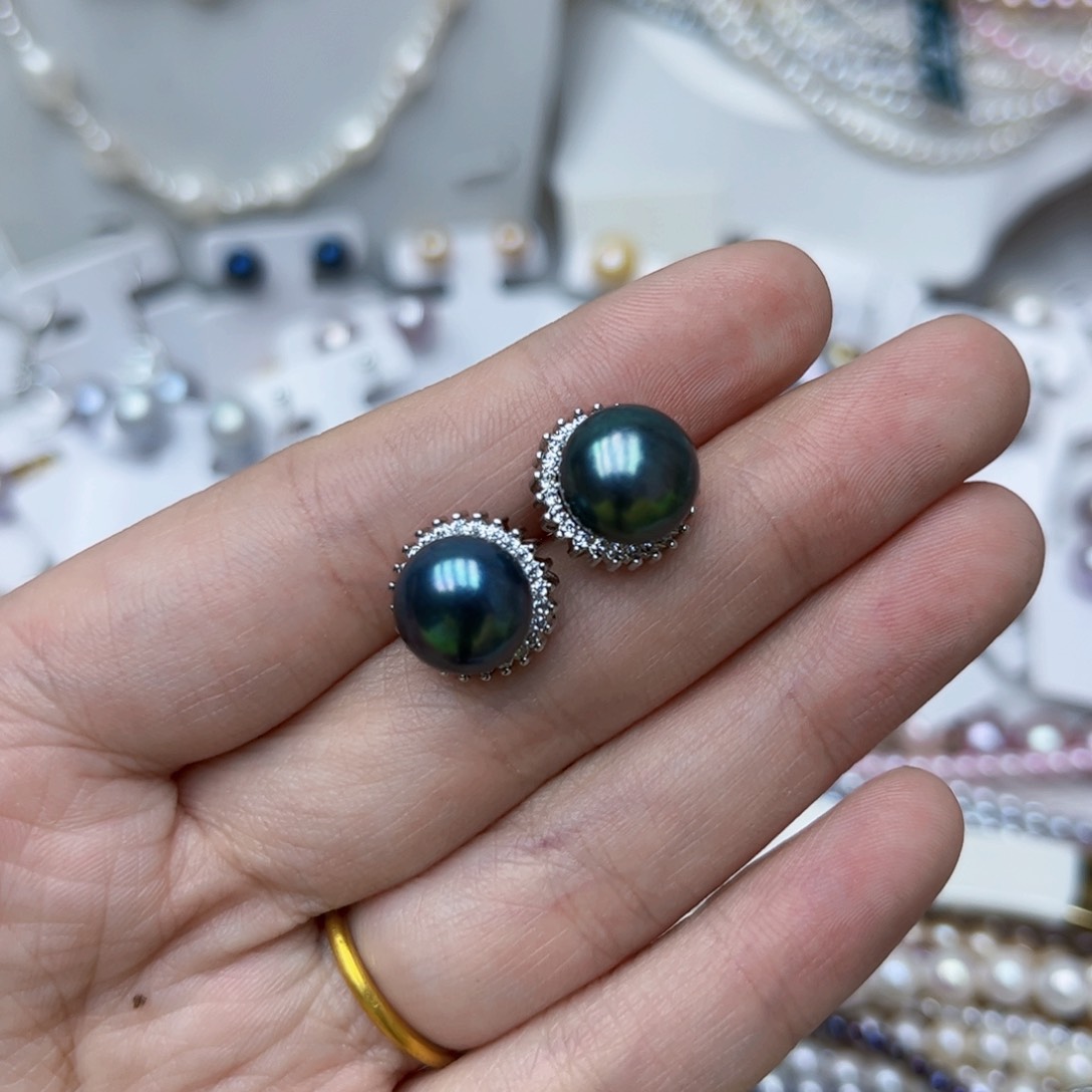 淡水珍珠耳饰银S925镶嵌