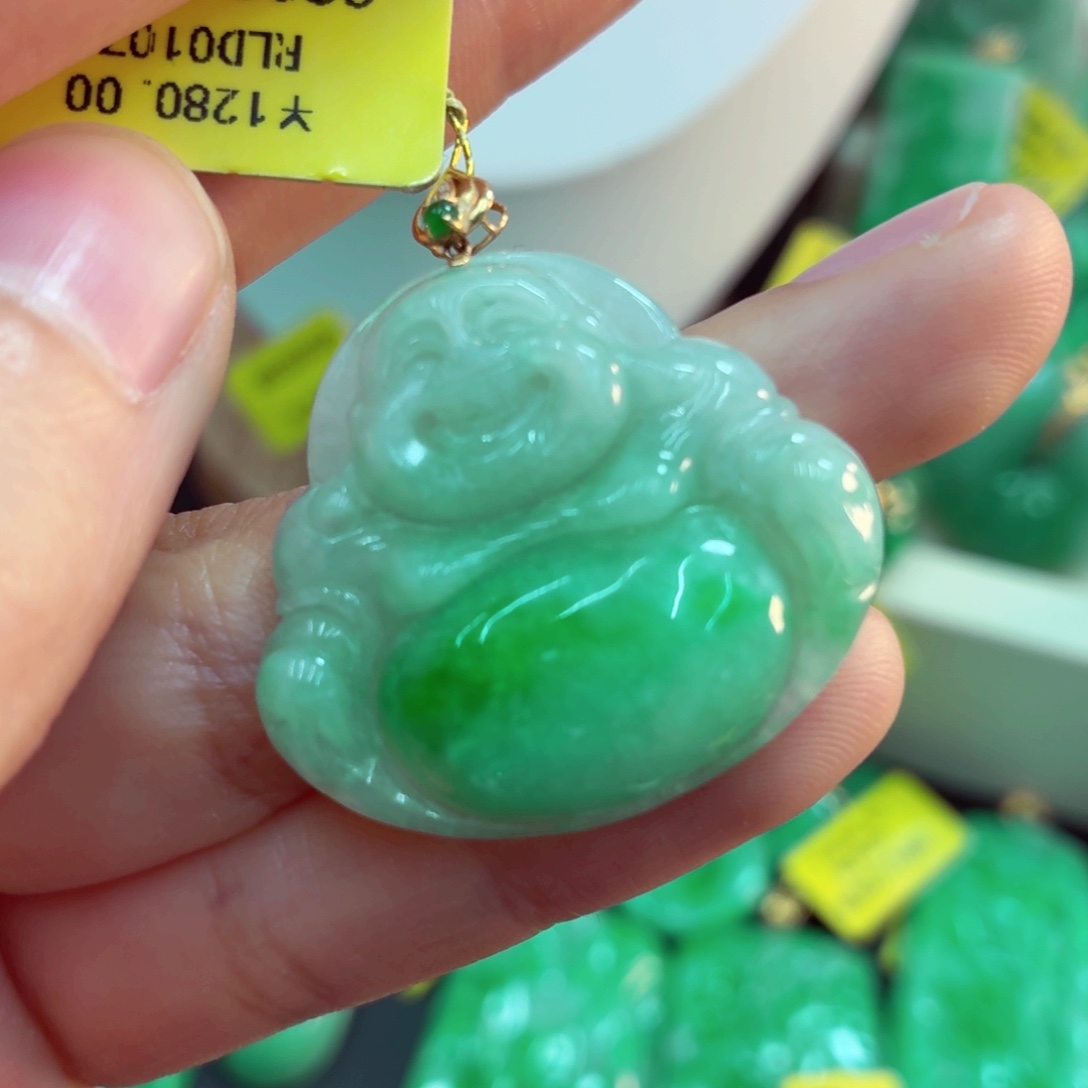 翡翠18K金镶嵌吊坠(不含链)