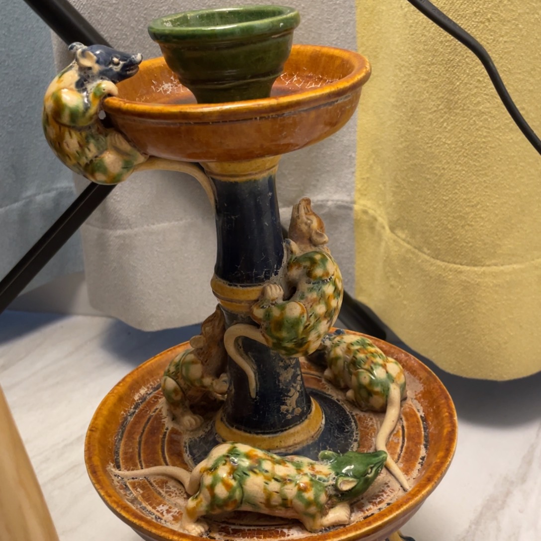 该***，瓷片三彩五子登科全美品
