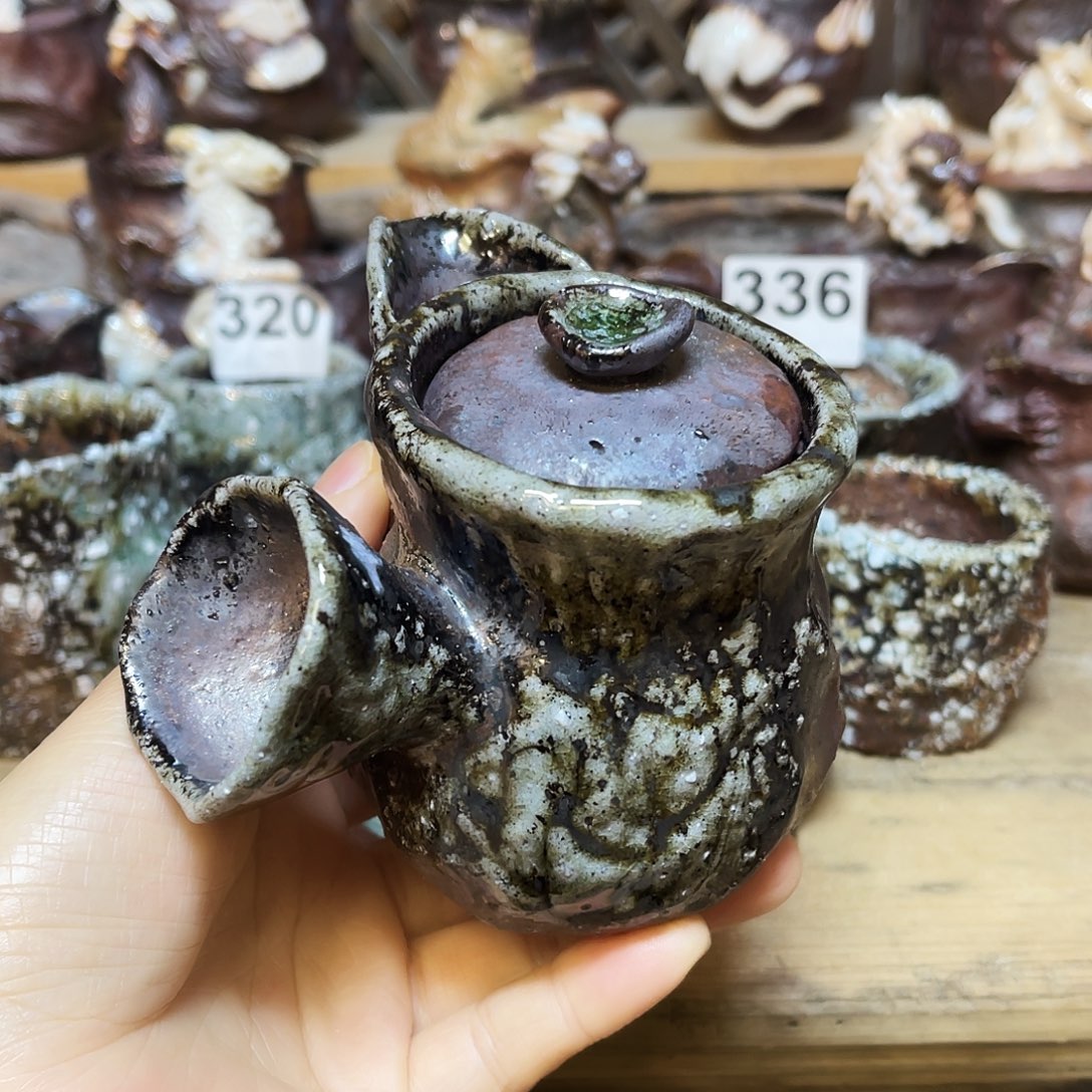 杯柴烧粗陶手捏测把宝瓶