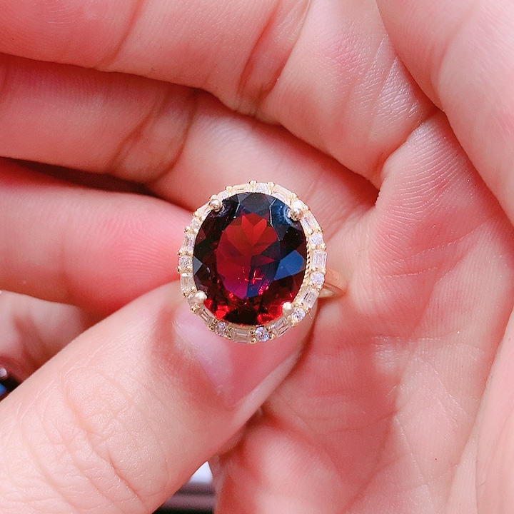 石榴石戒指银S925镶嵌10.8✖️12.8