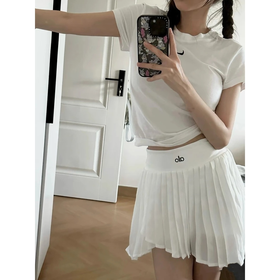 alo休闲百褶运动短裙女假两件速干网球裙裤健身短裙半身ALO-10