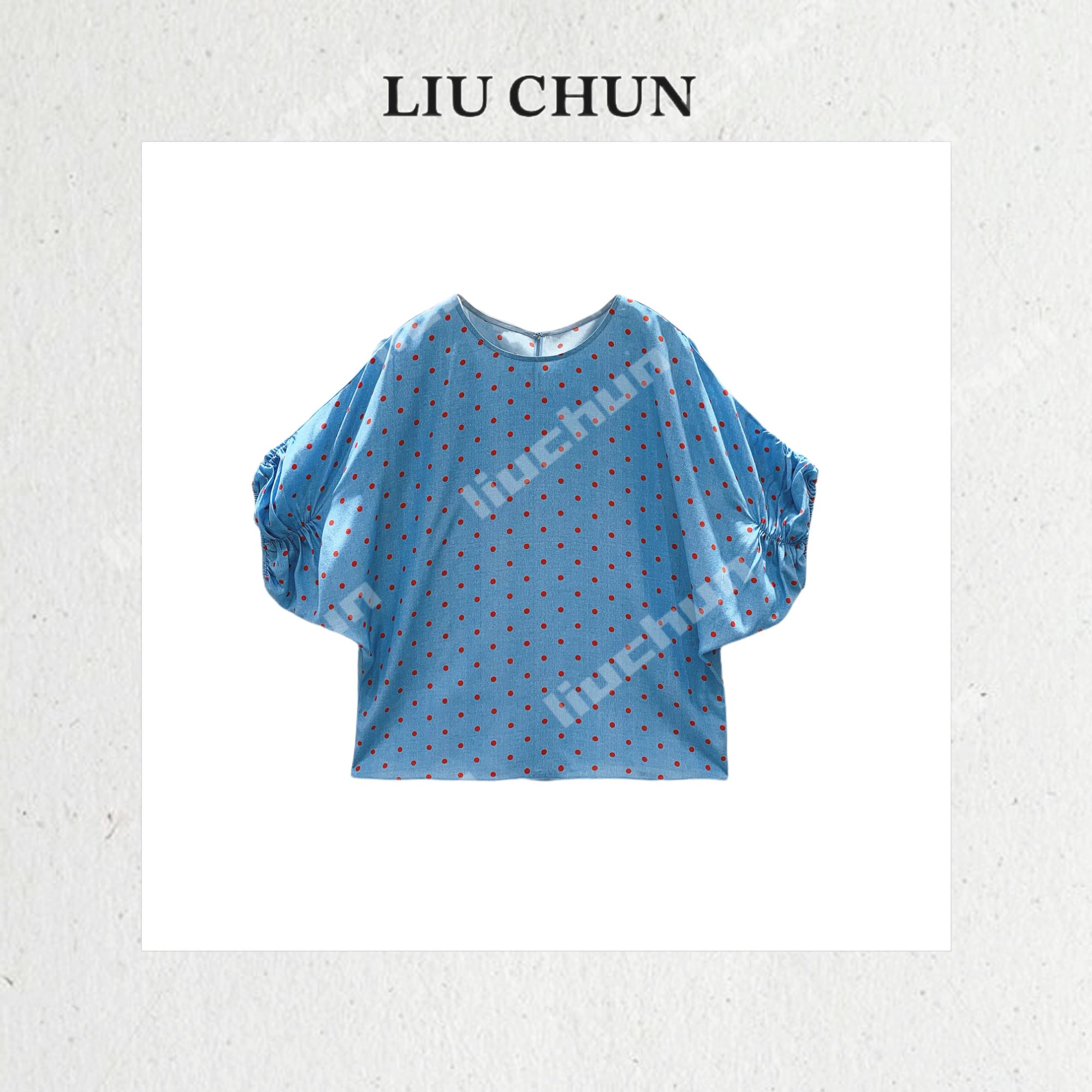 【波点泡泡袖】CHUN家时尚百搭夏季宽松桑蚕丝双绉上衣