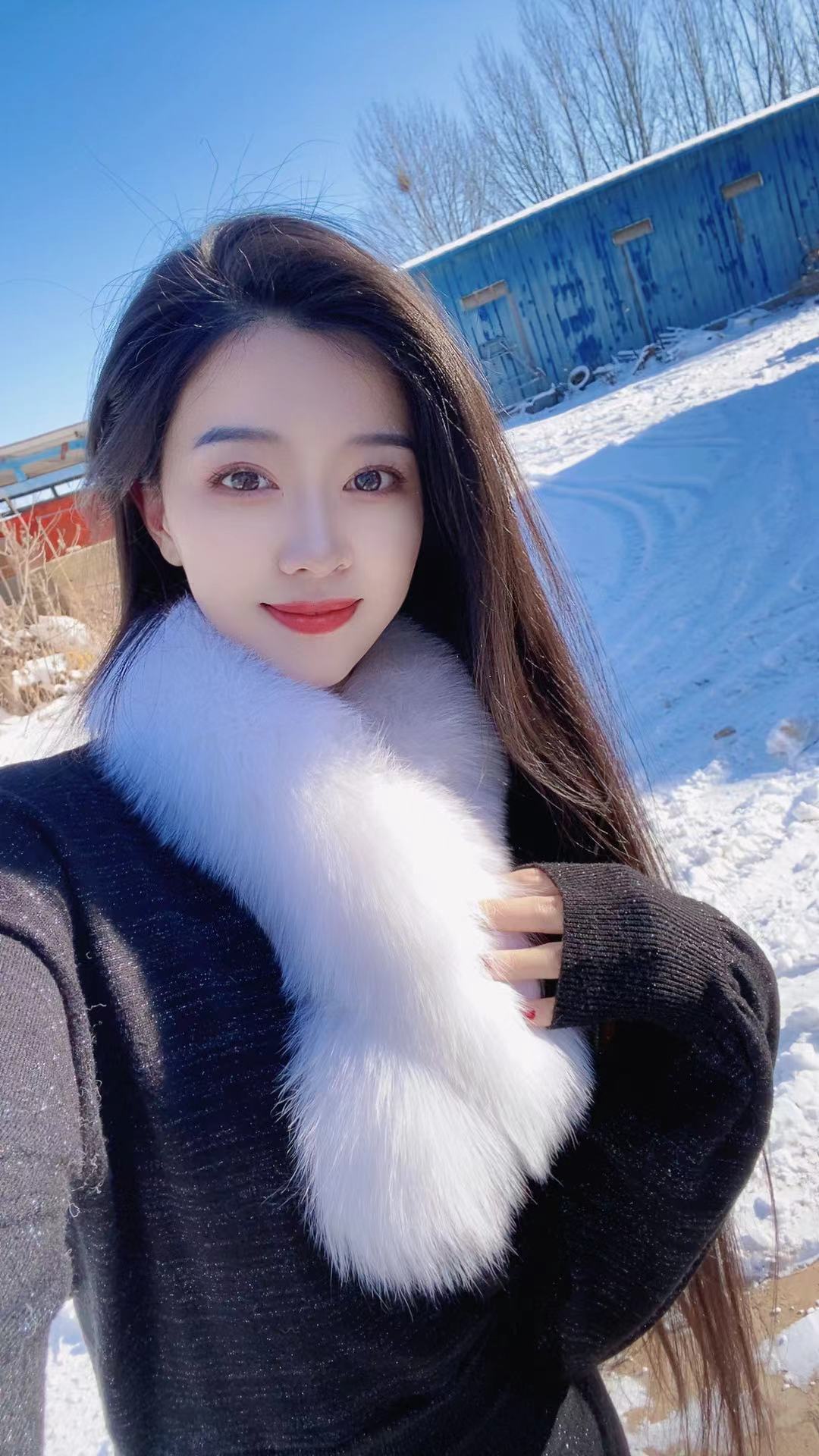 新款冬季真皮草围脖真狐狸毛围巾单面斜插式保暖百搭