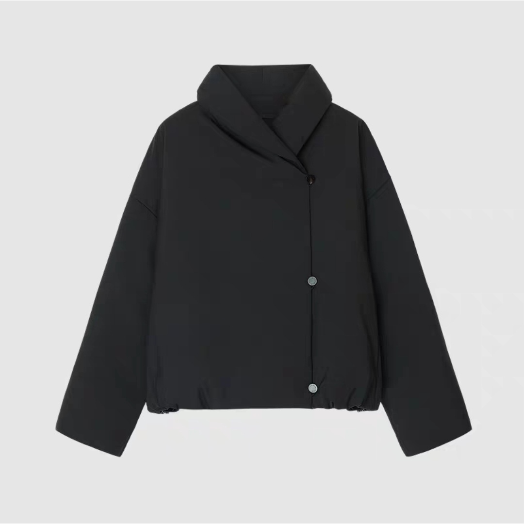 2105【HUG】禾女装2025冬季新款精纺短款黑色斜门襟羽绒服