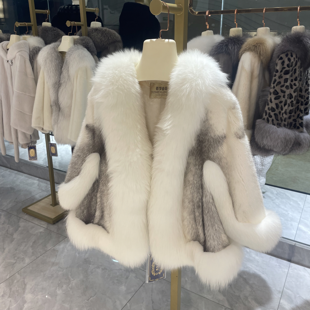 【JH嘉赫】“雪团子”新款水貂披肩皮草外套女韩版百搭斗篷大衣