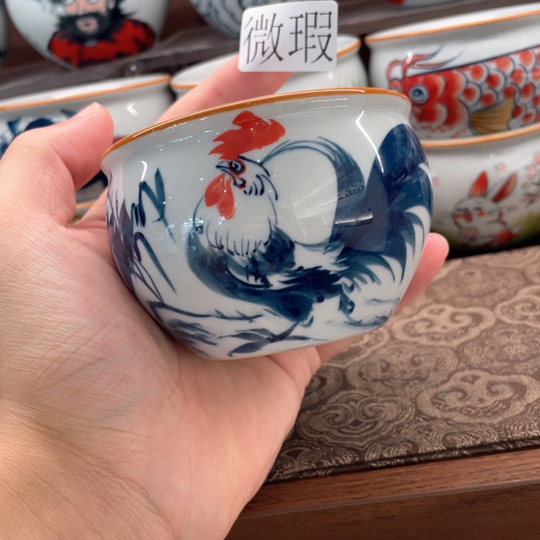 釉下手绘茶具微瑕