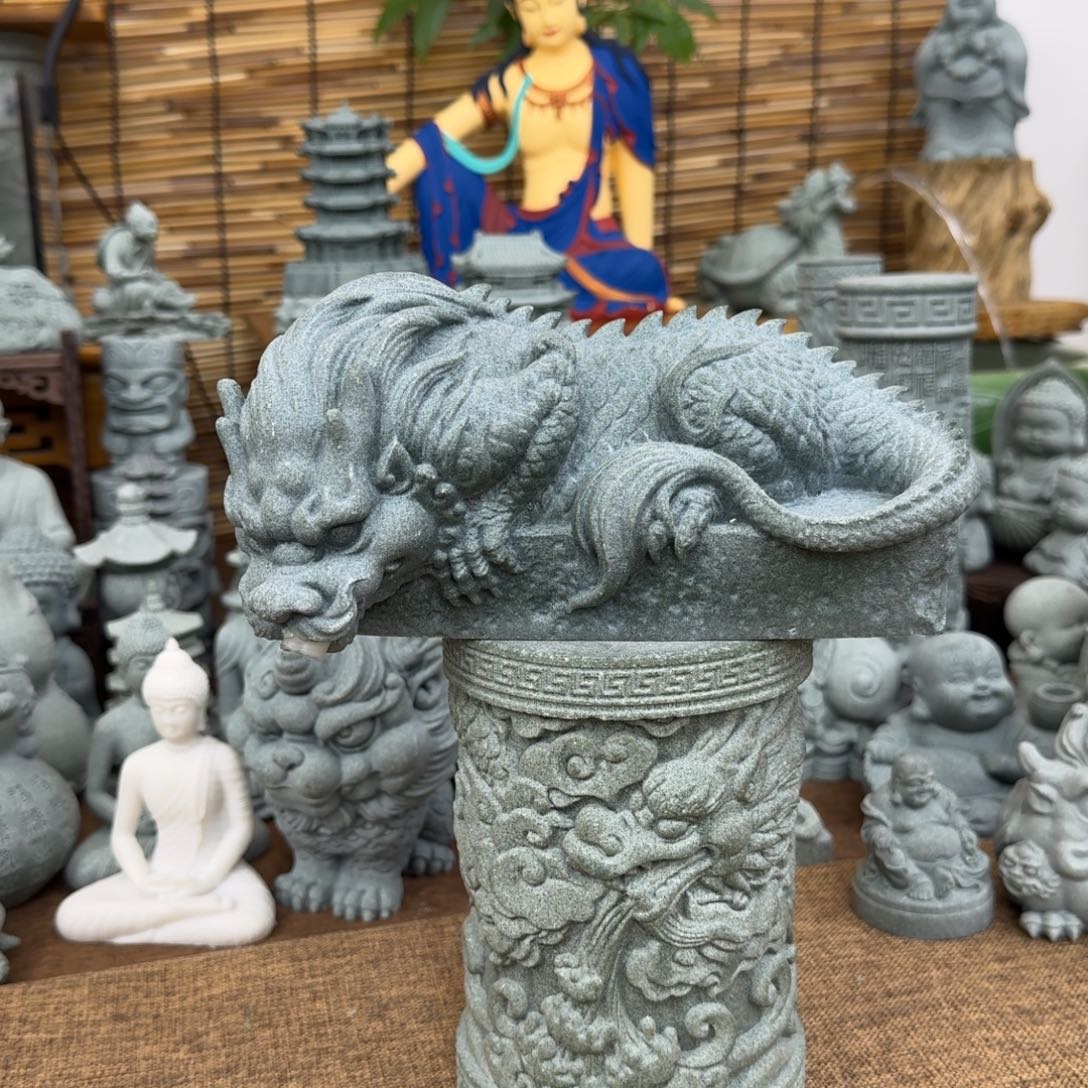 石材青砂石流水大号镇水兽带水泵水管