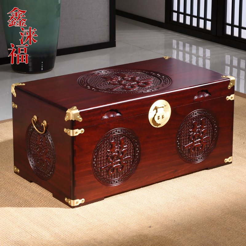 香樟木箱子实木储物箱衣箱花色婚嫁箱结婚嫁妆箱收纳字画箱