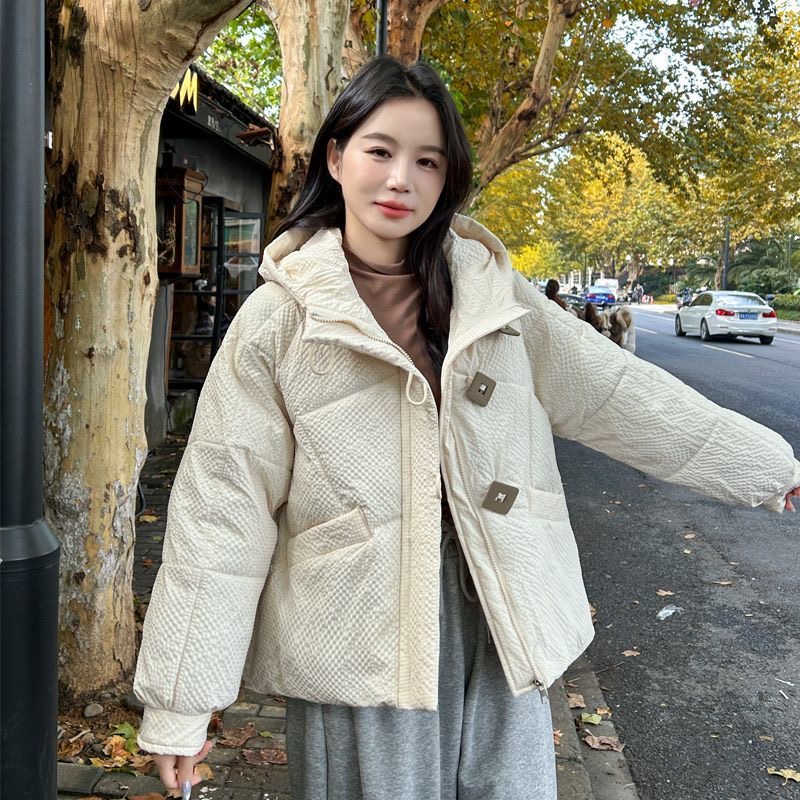 棉服女短款2025新款冬季韩版宽松时尚加厚连帽棉袄