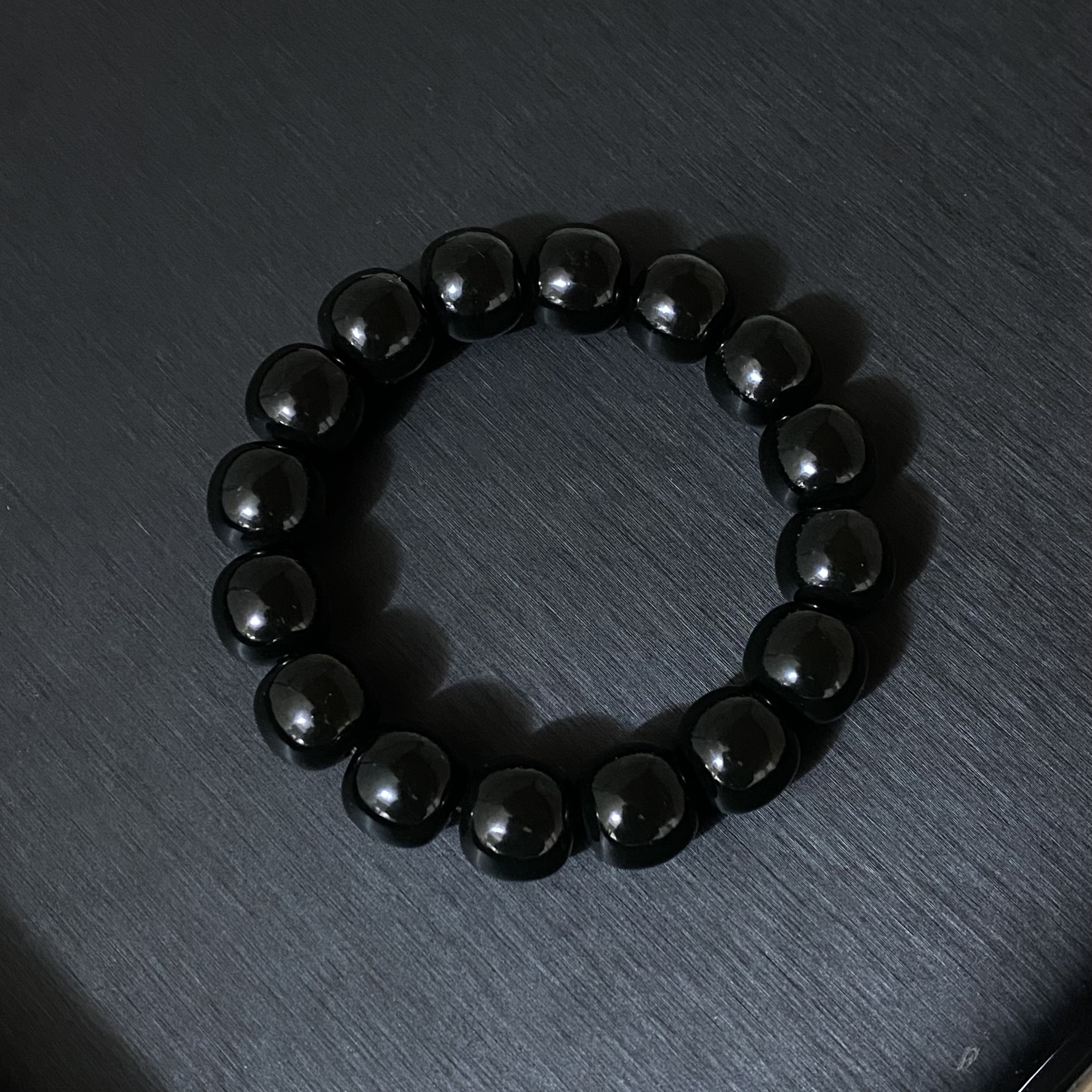 新疆和田玉塔青14毫米手串老型单圈