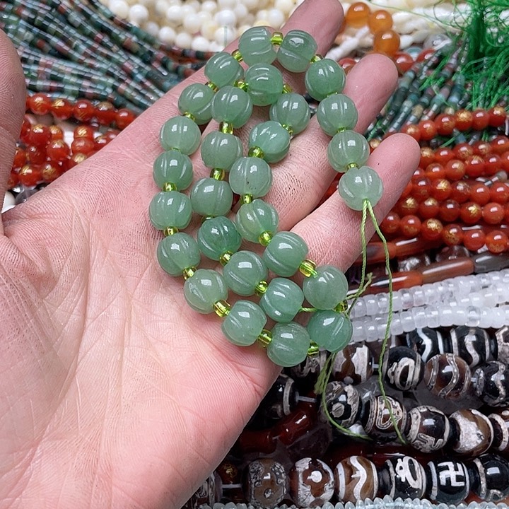 玛瑙/玉髓珠宝半成品未镶嵌一条12mm东林玉南瓜