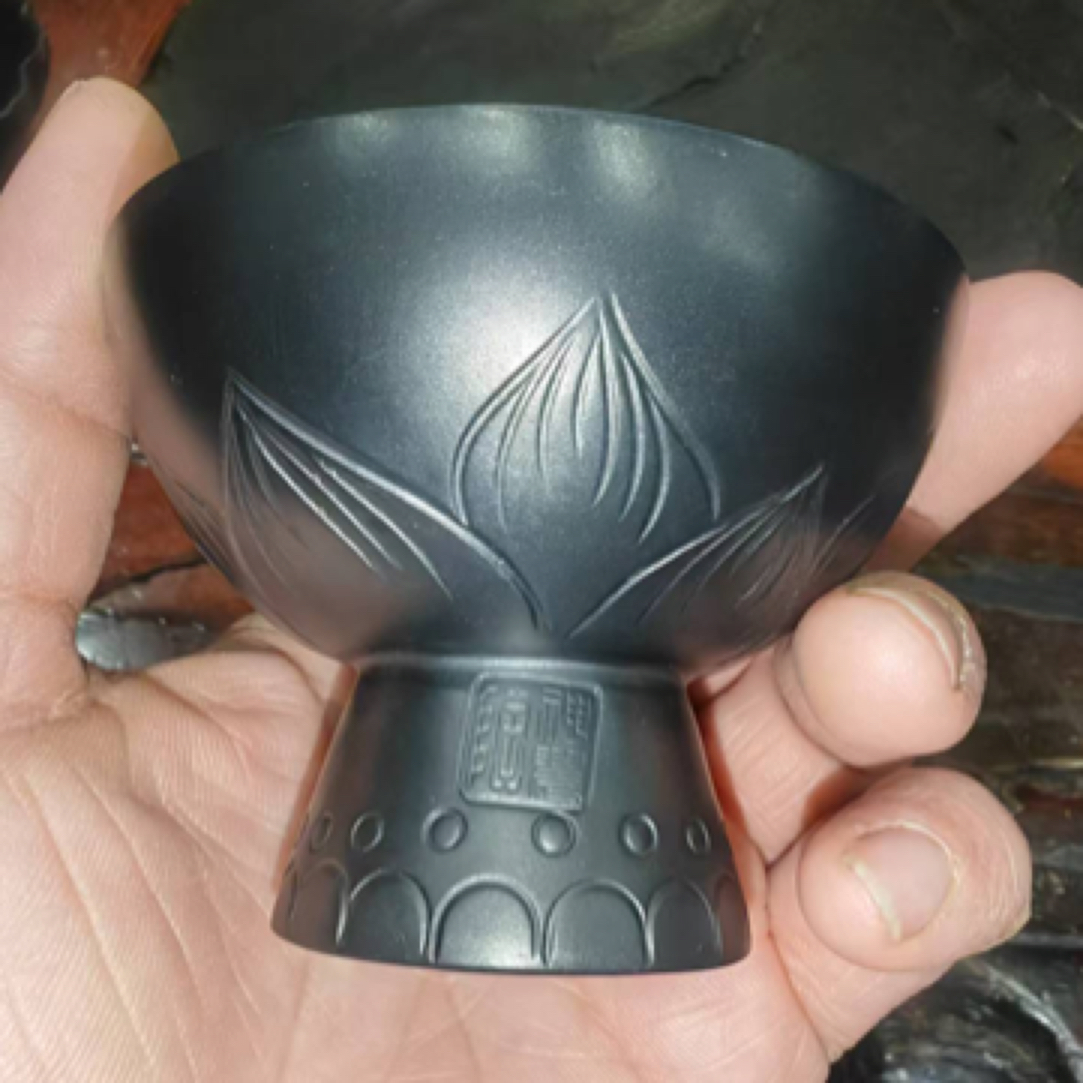 神农黑陶复古（高足莲花主人杯）品茗杯