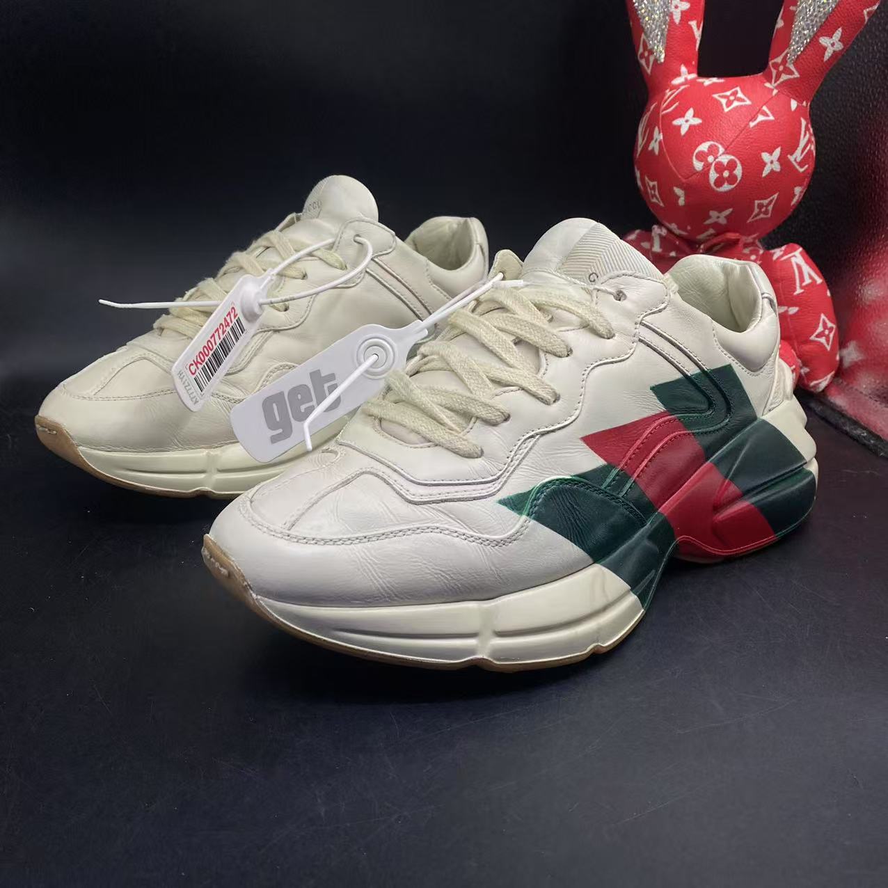 95新 GUCCI/古驰 【GL特惠】40欧码 男士唐三彩米白厚底老爹鞋gl231