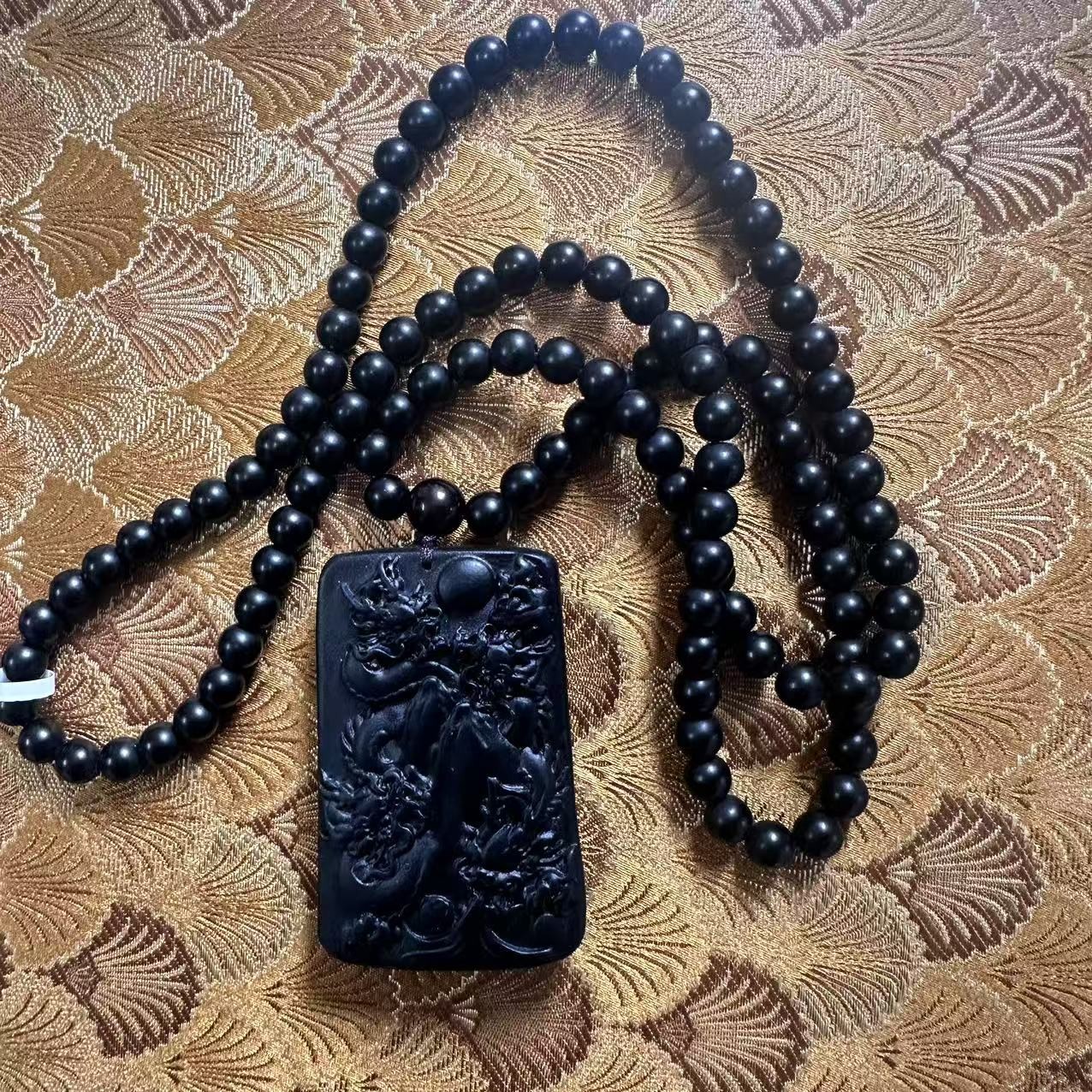 【 炎轩文趣斋】黑色衣龙牌五龍观音挂坠yp