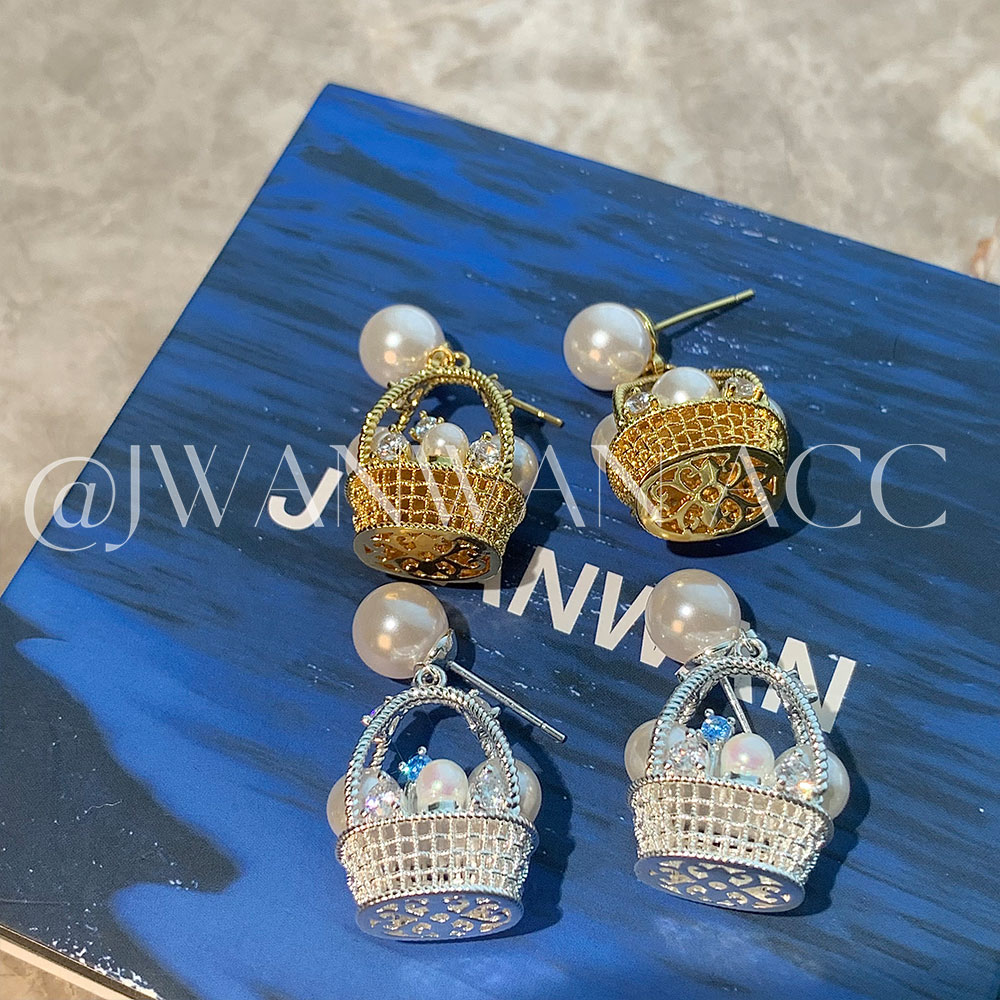 铜合金耳饰 财篮子~施家珠珠爆米花菜篮子耳环