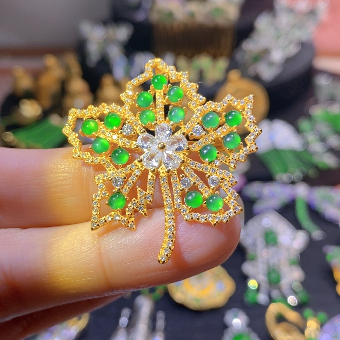 吊坠(不含链)银S925镶嵌翡翠