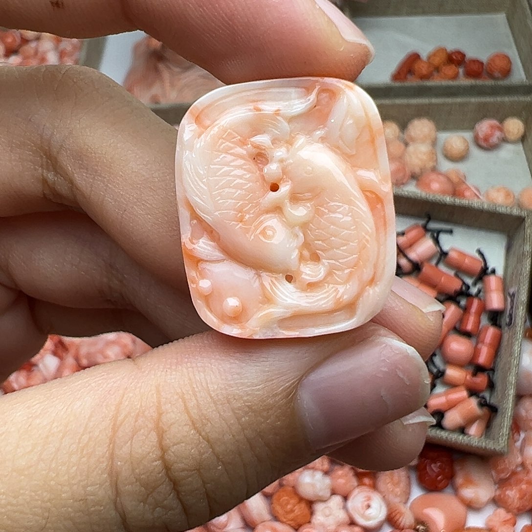 银S925深水鱼牌精美雕刻