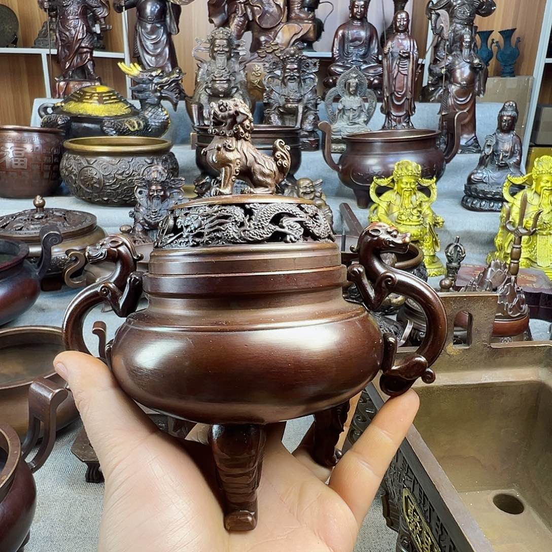 铜香炉家用风水摆件聚宝盆