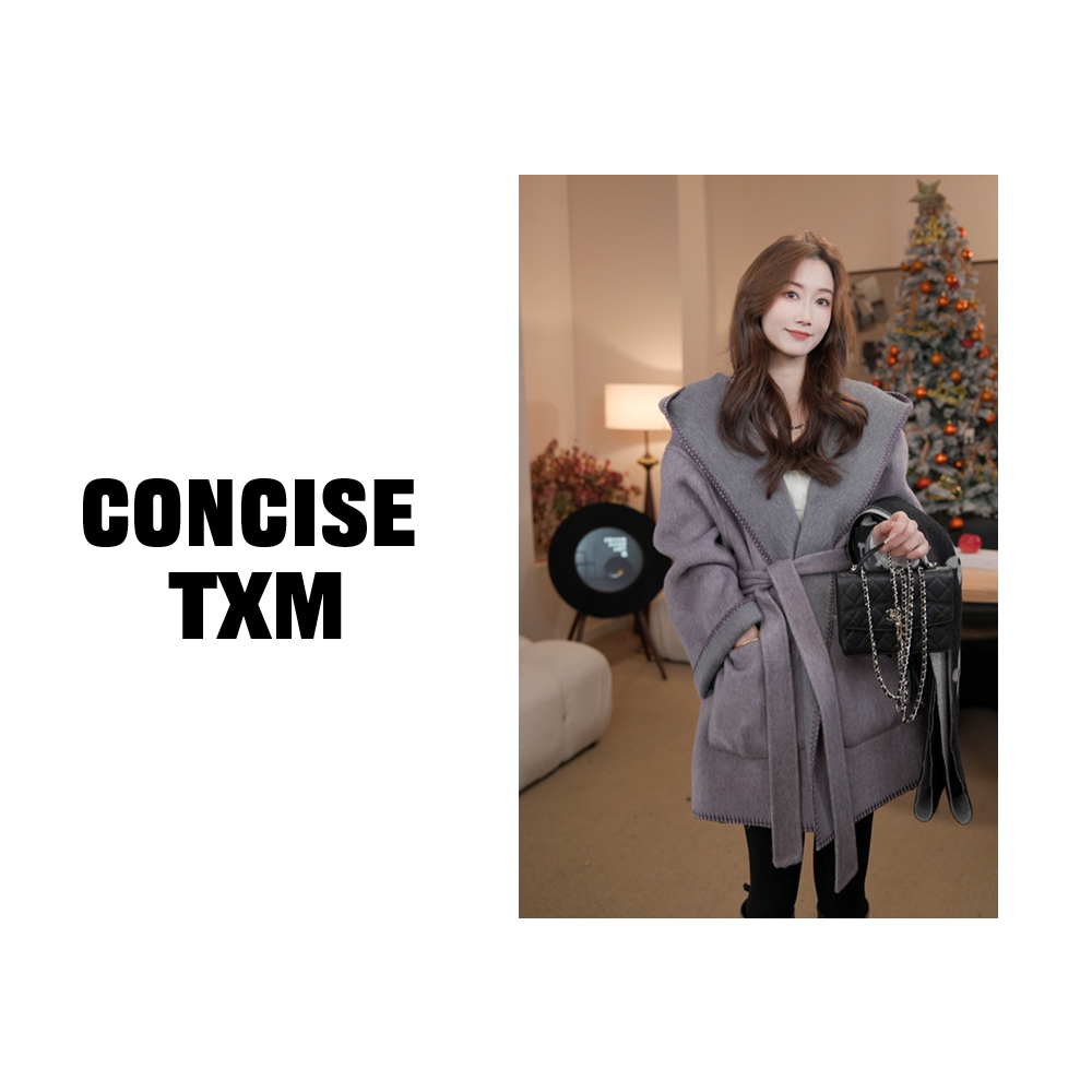 【唐小木】紫灰双韵  中长款双面穿大衣 冬季新款羊毛大衣 DY1148