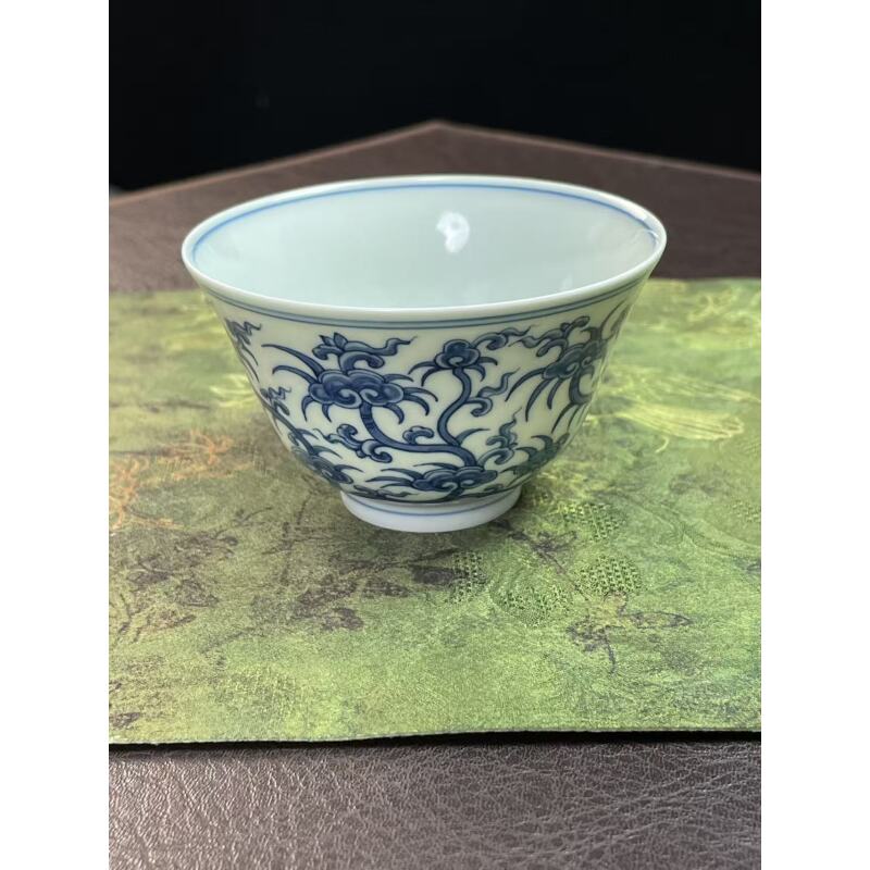 景德镇陶瓷功夫茶具杯子釉下彩手工手绘青花陶瓷茶杯120ml