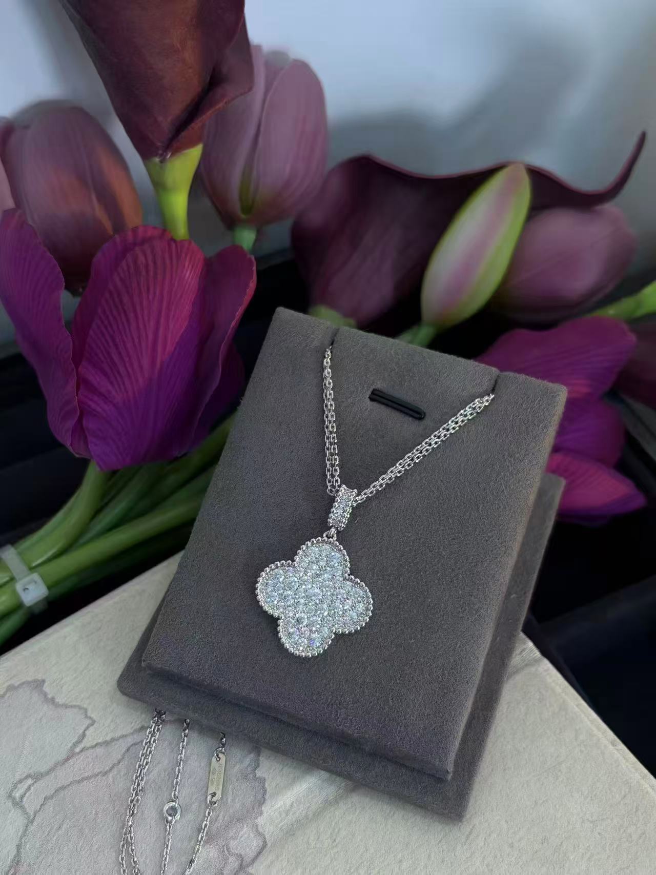 【VC珠宝】重金 大号四花满钻四叶草套链 轻奢高级感满满 zsdz01699