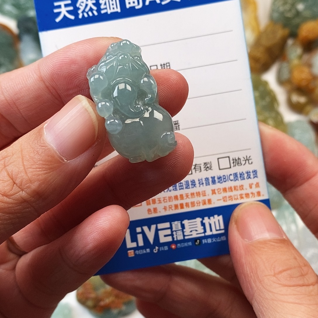 周***卷翡翠未镶嵌颈饰貔貅