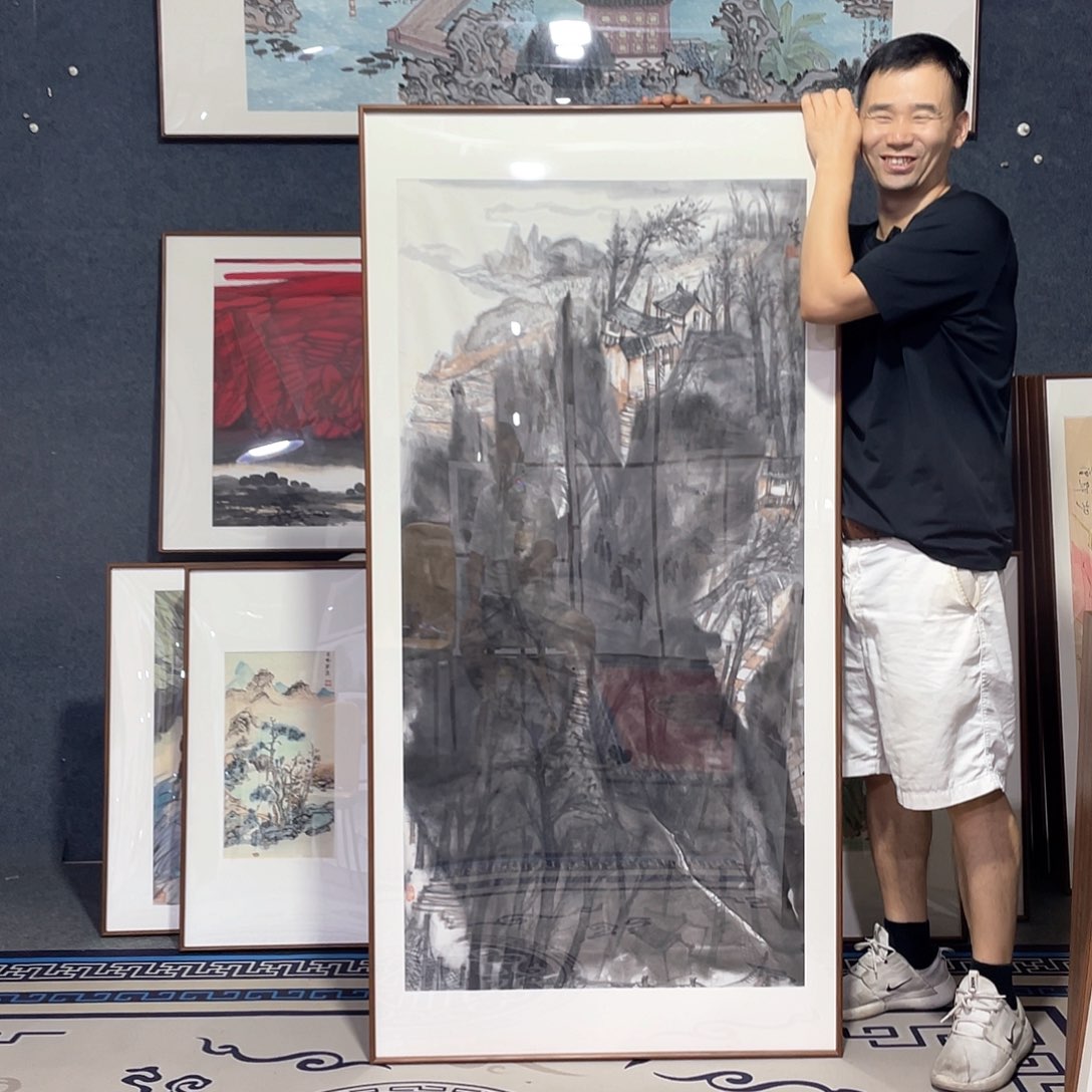 国画手绘画作品带框80/160