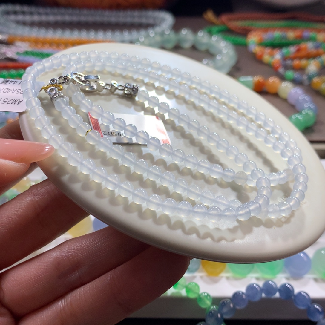 翡翠未镶嵌手链木那纯净白冰项链卡4.2