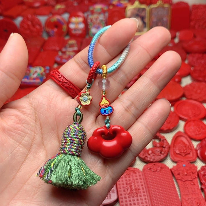 天然辰砂工艺品朱砂钥匙扣包包挂