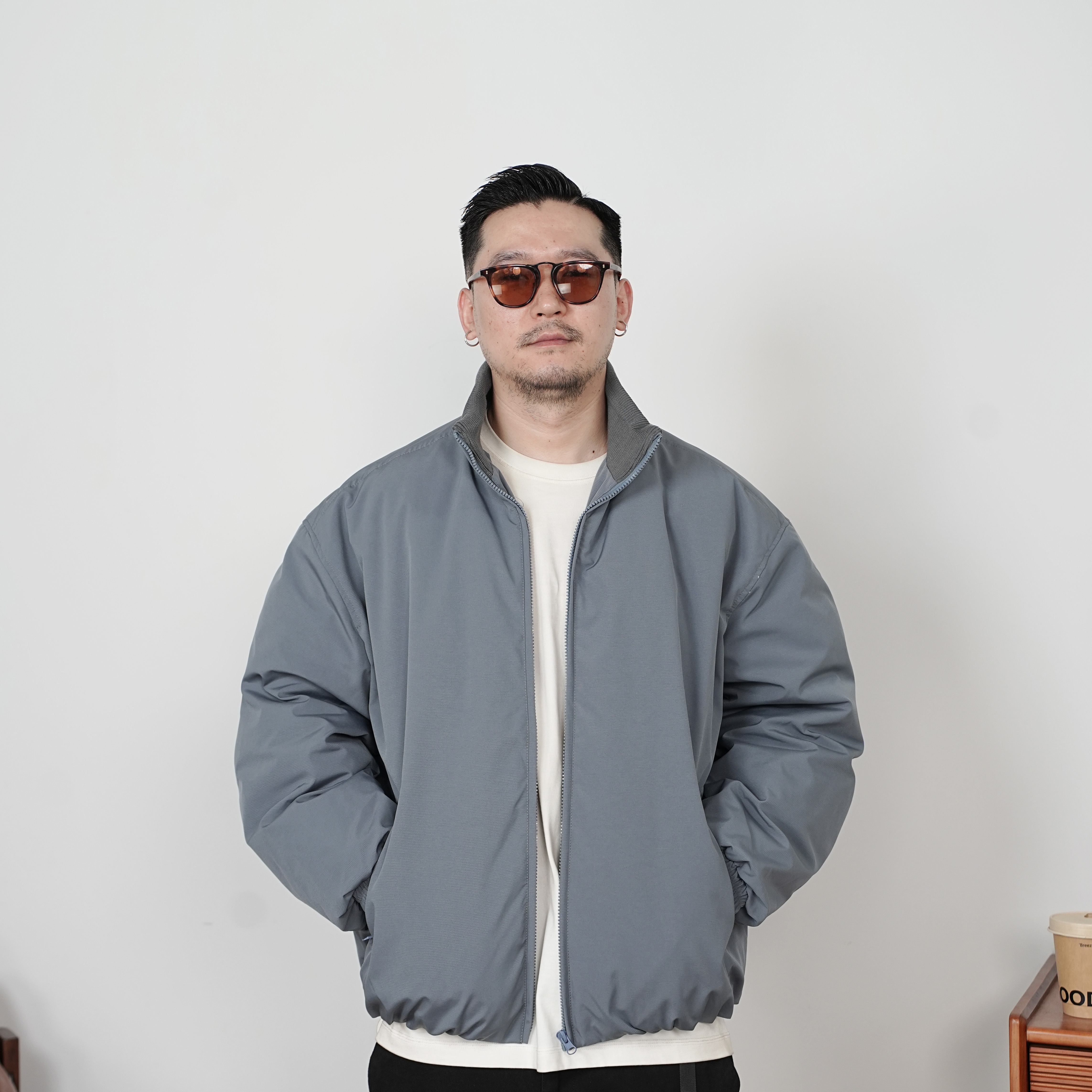 25FW秋冬季极简老钱风立领羽绒服夹克高级感休闲百搭行政夹克外套