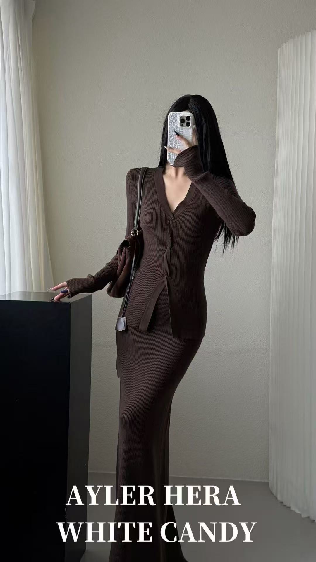 米古古 HERA#68157-福 扭结气质百搭修身打底上衣